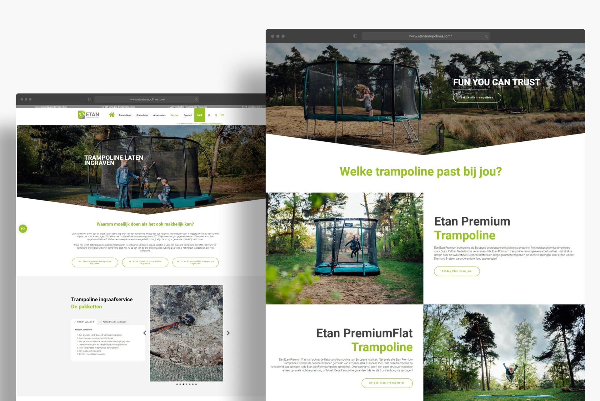 Webshop etantrampolines.com gemaakt door Webdesign Bureau Unique Design